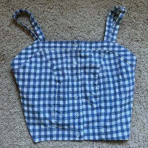 Women's Pacsun Checkered Blue and White Tank 1 Size